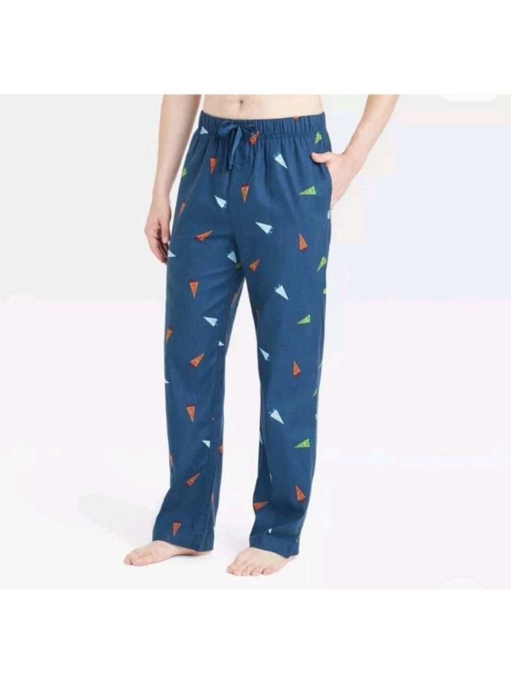 Goodfellow & Co Mens 32/34 Med Victory Pennant Print Pajama Pants Navy Blue